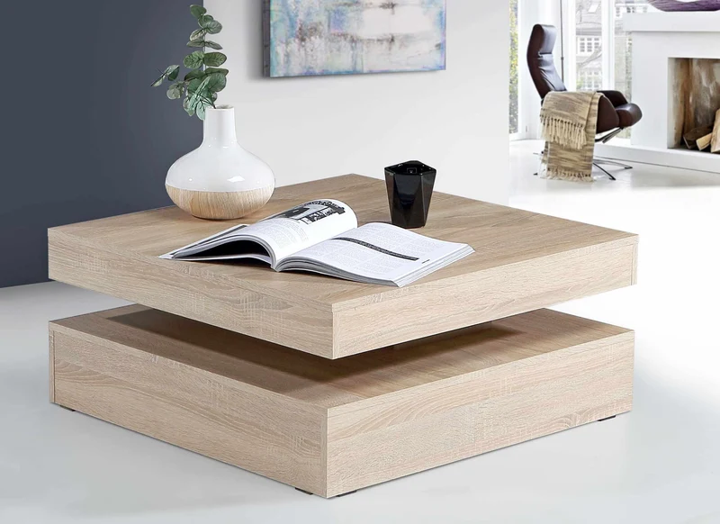 Couchtisch TURN Platte rundum drehbar Optik: Sonoma Eiche, von Forte