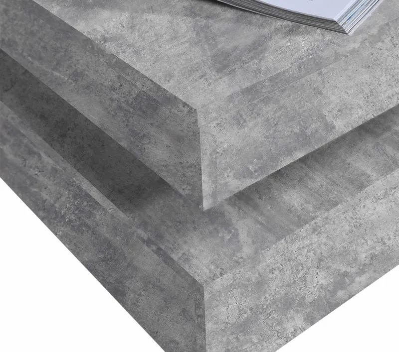 Couchtisch TURN mit drehbarer Platte Optik: Beton lichtgrau, von Forte