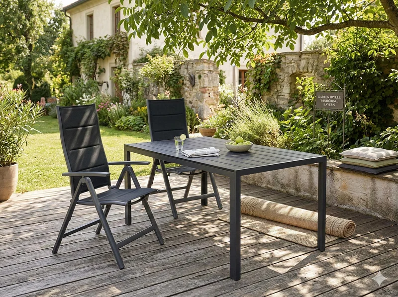 2 Stück Gartensessel Comfort 6-fach verstellbar gepolstert schwarz