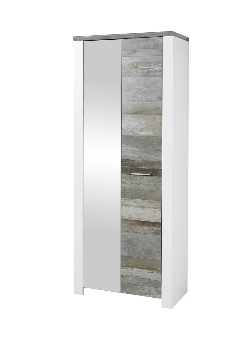 Garderobenset MATEO WD82 weiß, Absetzung Driftwood Nachbildung