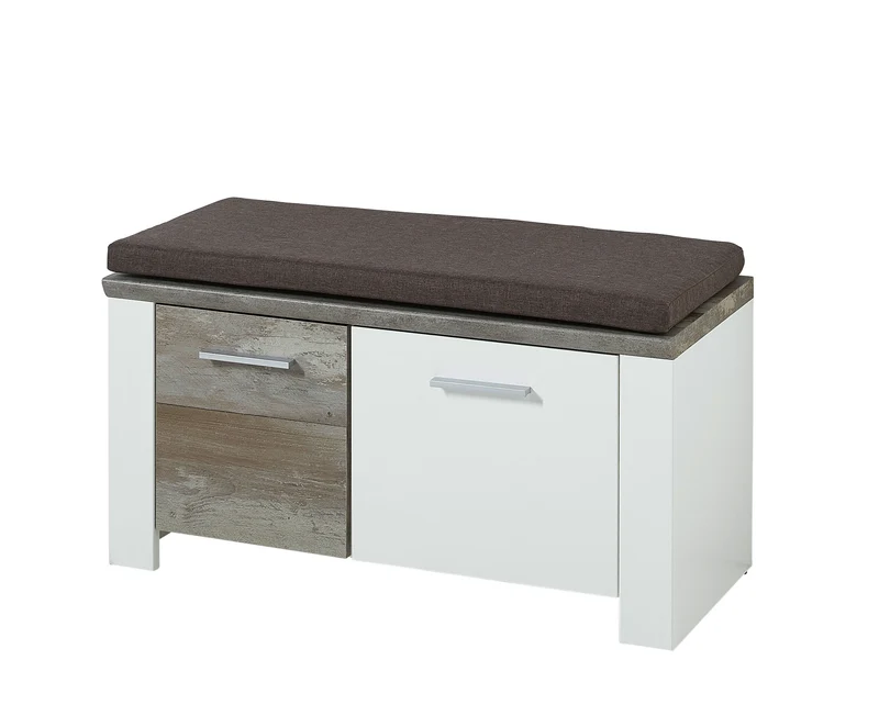 Garderobenset MATEO WD82 weiß, Absetzung Driftwood Nachbildung