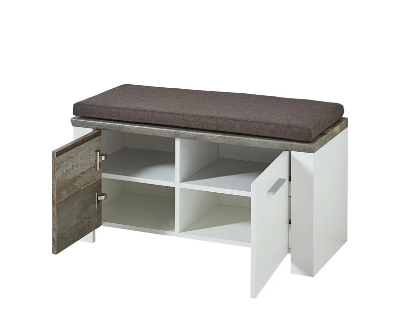 Garderobenset MATEO WD82 weiß, Absetzung Driftwood Nachbildung