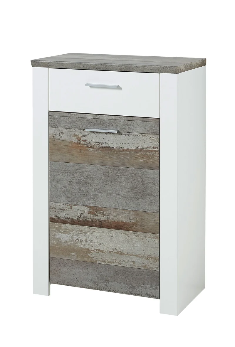 Garderobenset MATEO WD82 weiß, Absetzung Driftwood Nachbildung