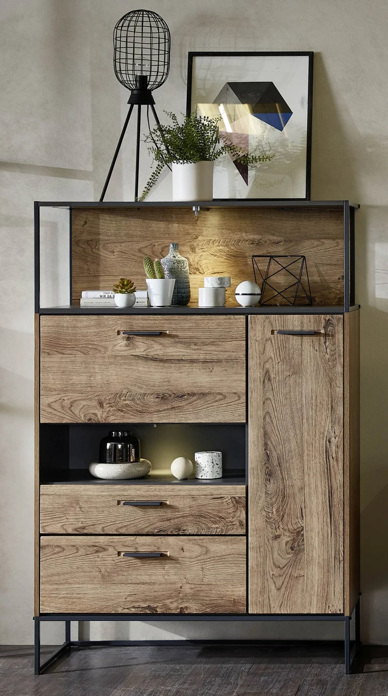 Wohnzimmerschrank MANHATTAN VV83 2-tlg. Haveleiche Cognac
