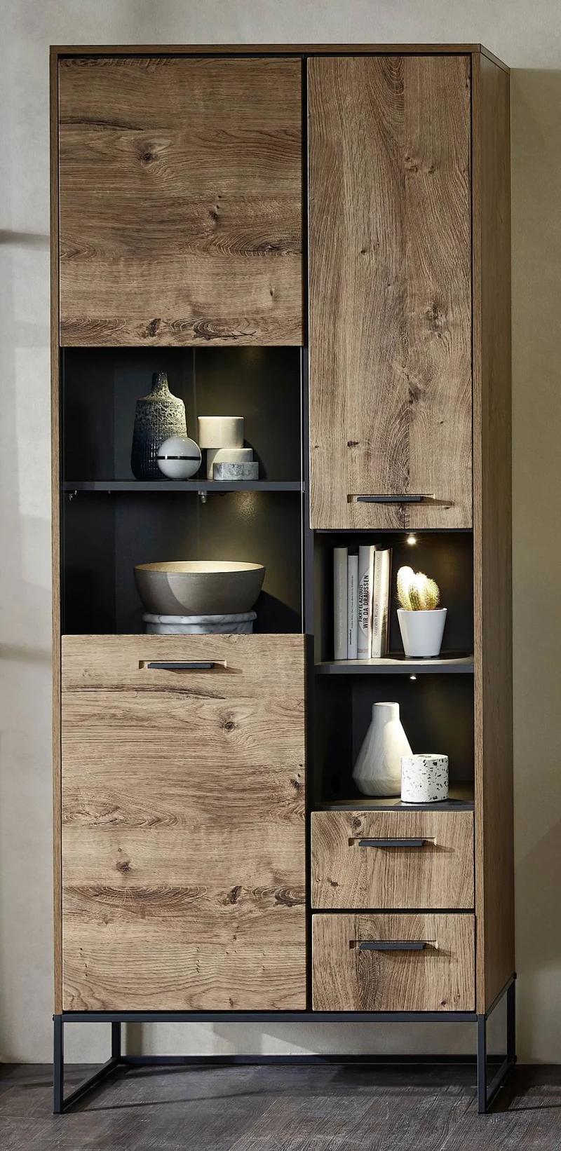 Wohnzimmerschrank MANHATTAN VV82 4-tlg. Haveleiche Cognac