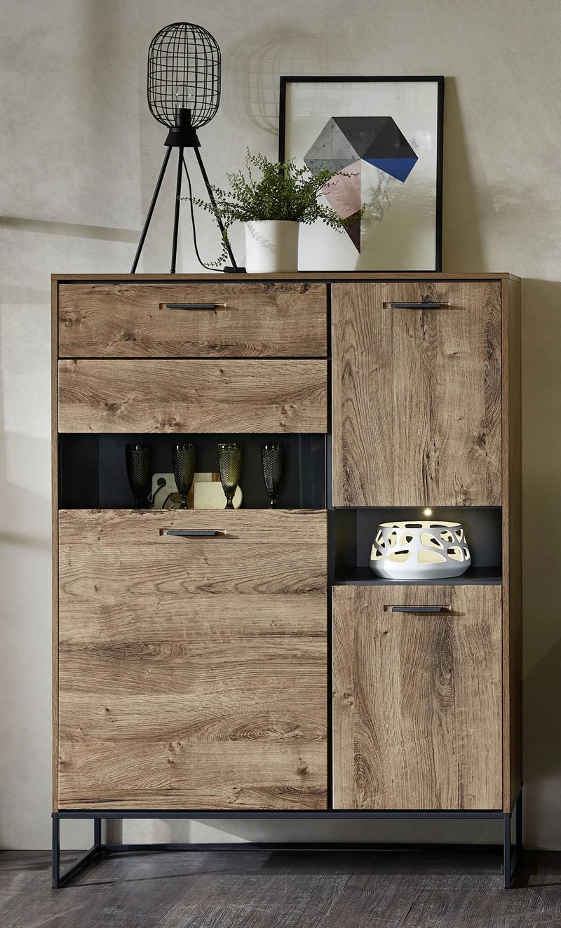 Wohnzimmerschrank MANHATTAN VV81 3-tlg. Haveleiche Cognac