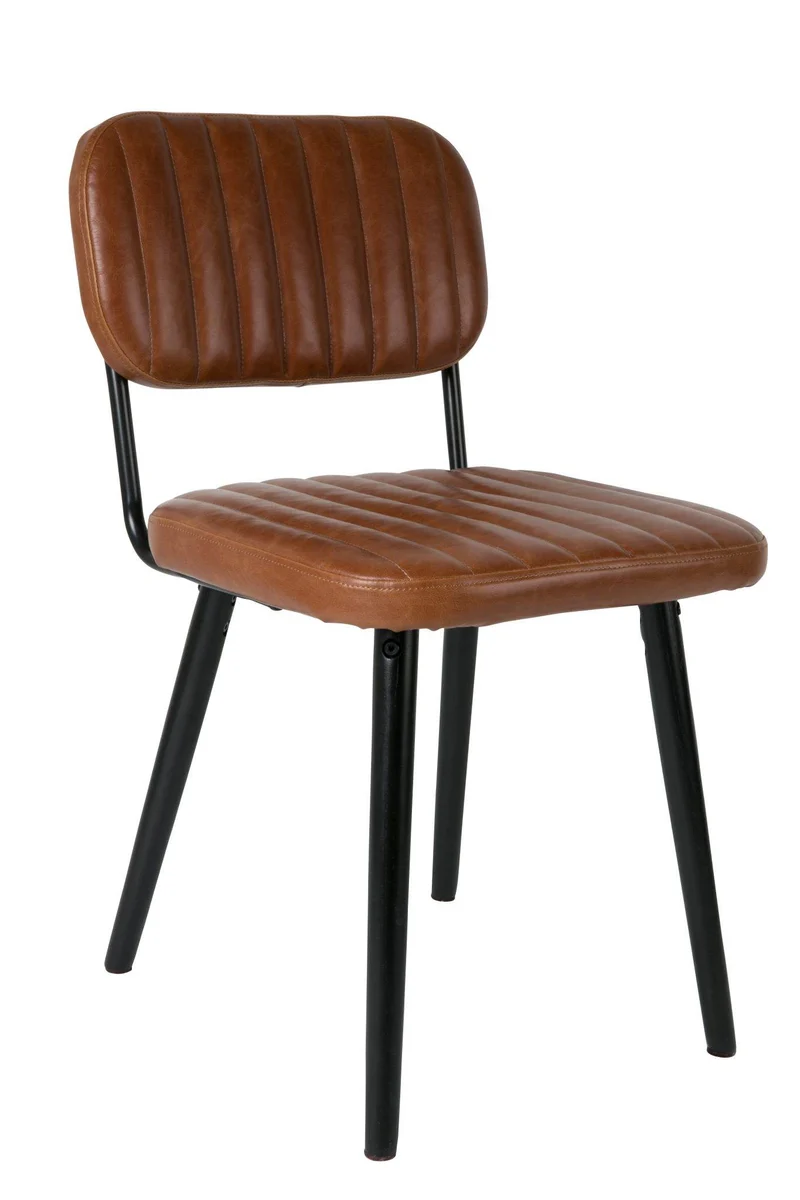 Stuhl Esszimmerstuhl JAKE WORN BROWN Kunstleder braun