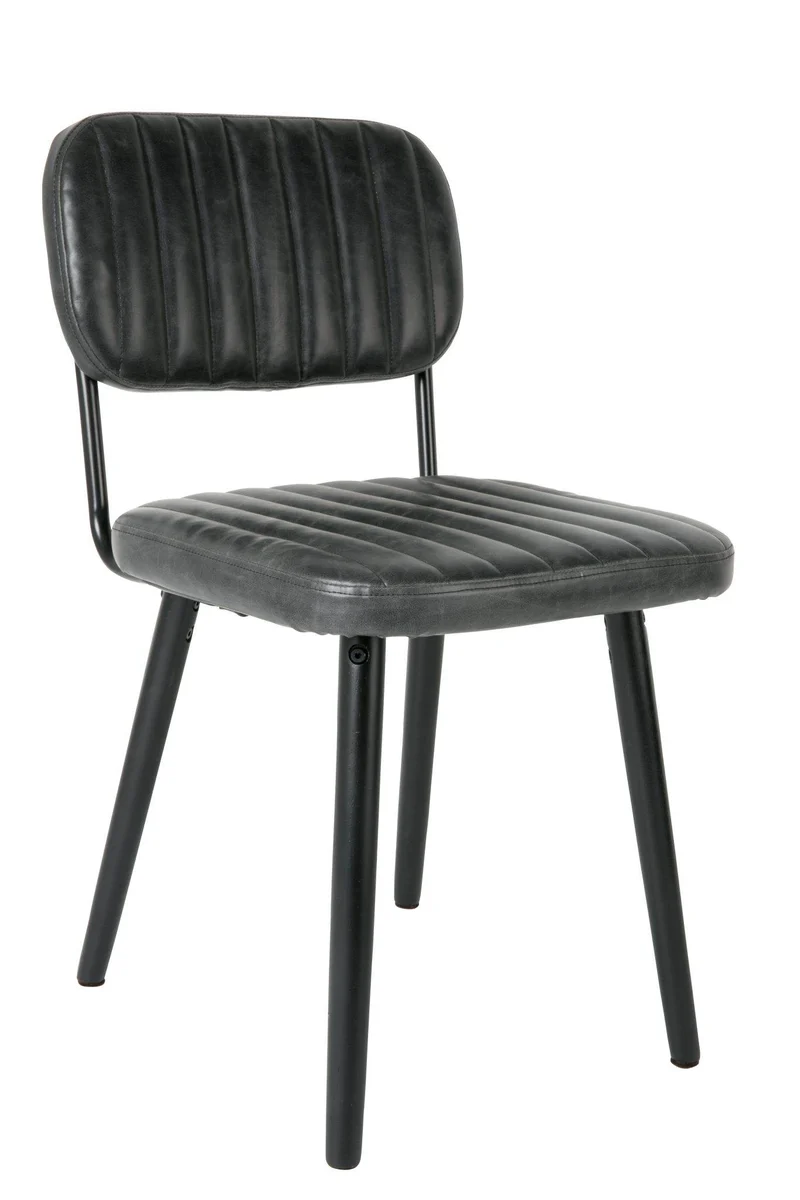 Stuhl Esszimmerstuhl JAKE WORN BLACK Kunstleder schwarz