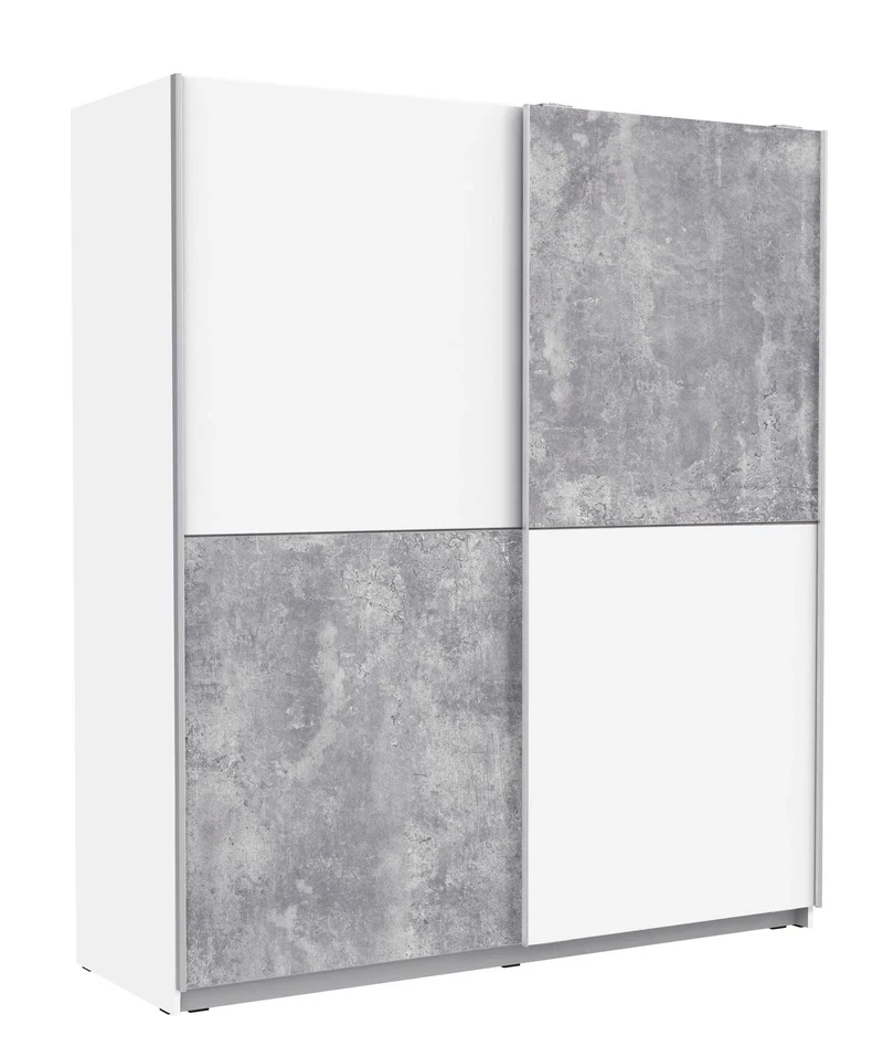 Jugendzimmer WINBOB Bett und Kleiderschrank Weiß / Beton Optik, Forte
