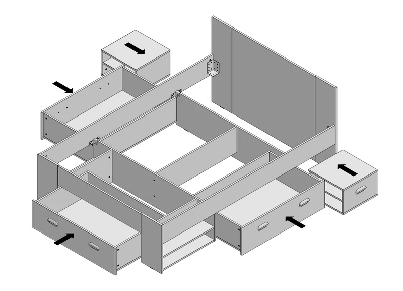 Jugendzimmer WINBOB Bett und Kleiderschrank Weiß / Beton Optik, Forte