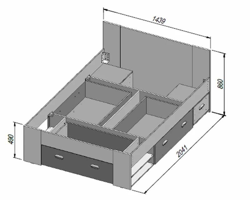 Jugendzimmer WINBOB Bett und Kleiderschrank Weiß / Beton Optik, Forte