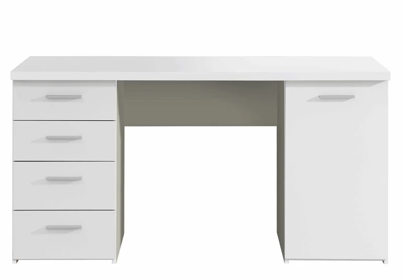 Arbeitstisch Schreibtisch NETBOB 1-trg 4 Schubladen, Weiß matt, Forte