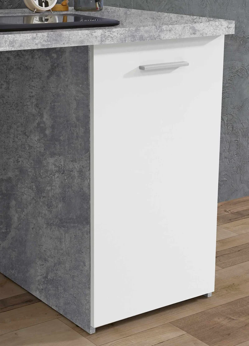Schreibtisch NETBOB, 1-trg, 4 Schubladen, Beton Optik / Weiß von Forte