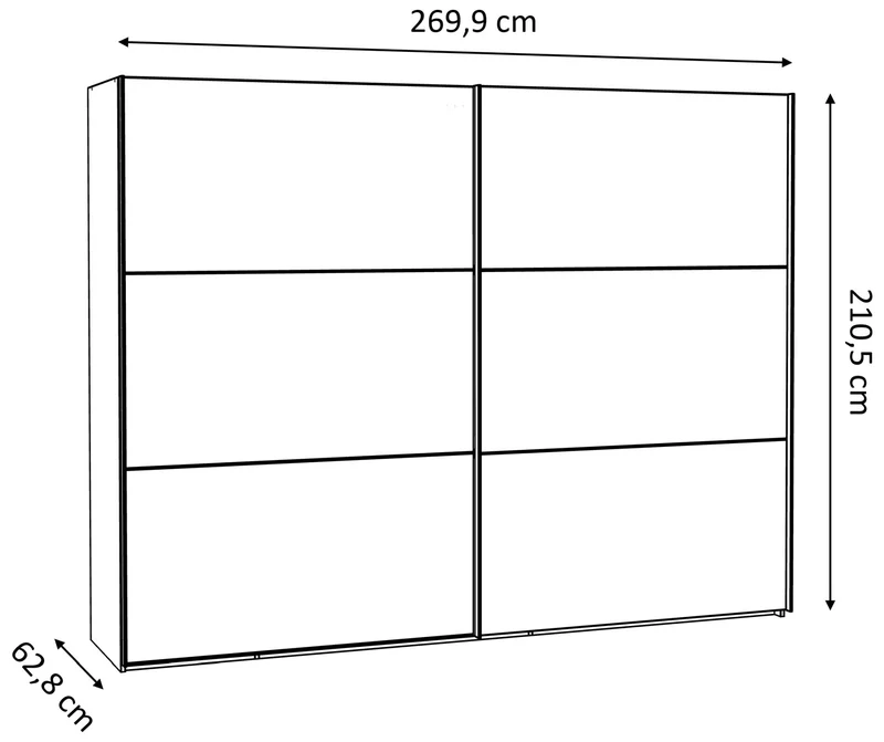 Schwebetürenschrank TRONDHEIM 270 cm Optik: Artisan Eiche mit Spiegel
