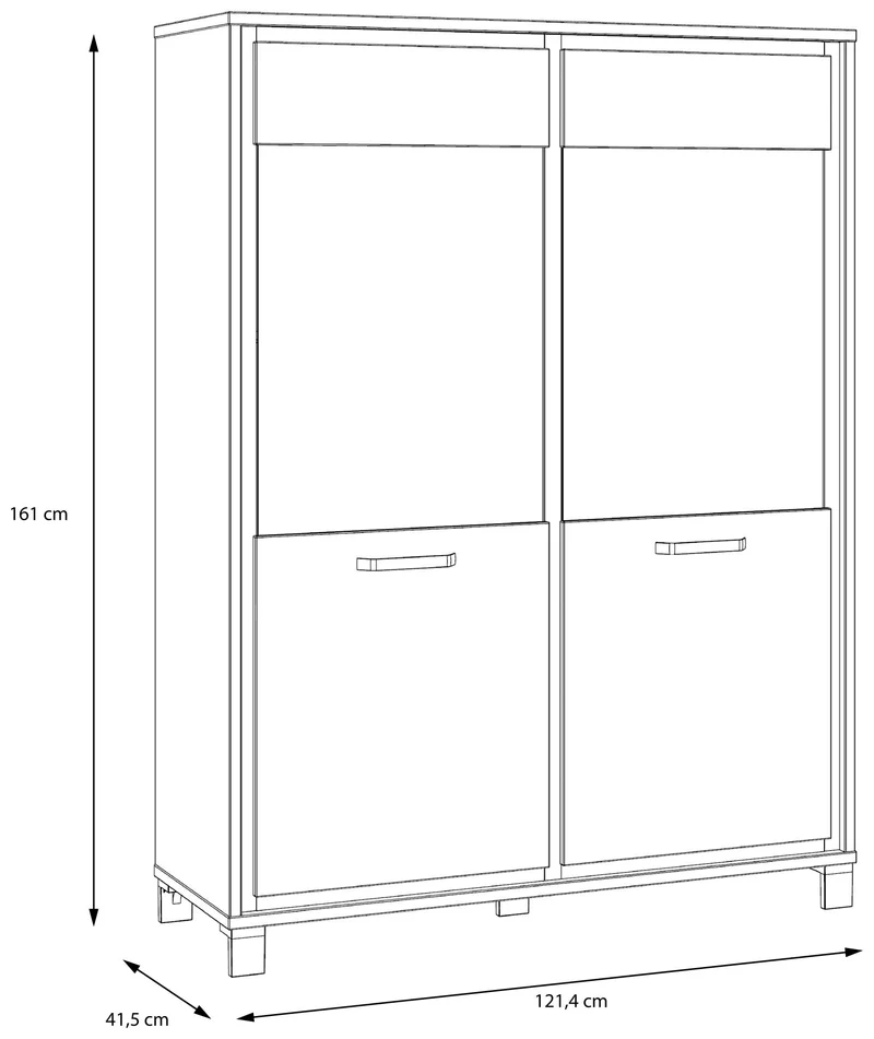 Highboard Vitrine TRONDHEIM V623 Artisan Eiche / Schwarzeiche Optik