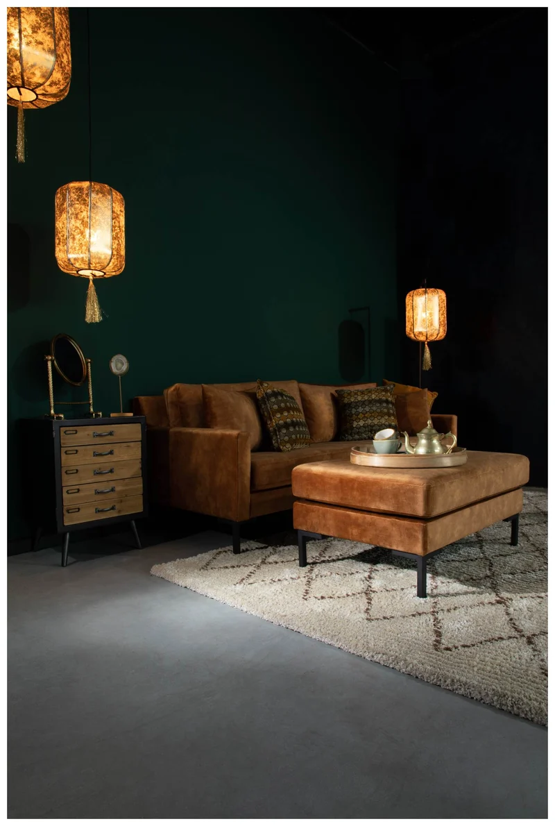 Hocker HOUDA Samtstoff CARAMEL Braun von DUTCHBONE
