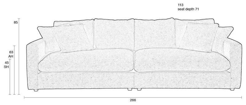 Zuiver 3-sitzer Sofa SENSE CREAM Soft