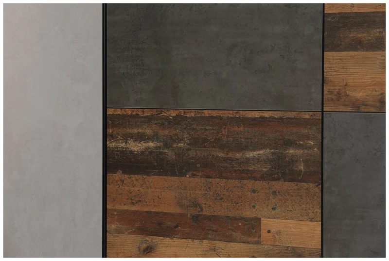 Schwebetürenschrank Kleiderschrank DEDERIK 170x190 cm Old Wood Vintage
