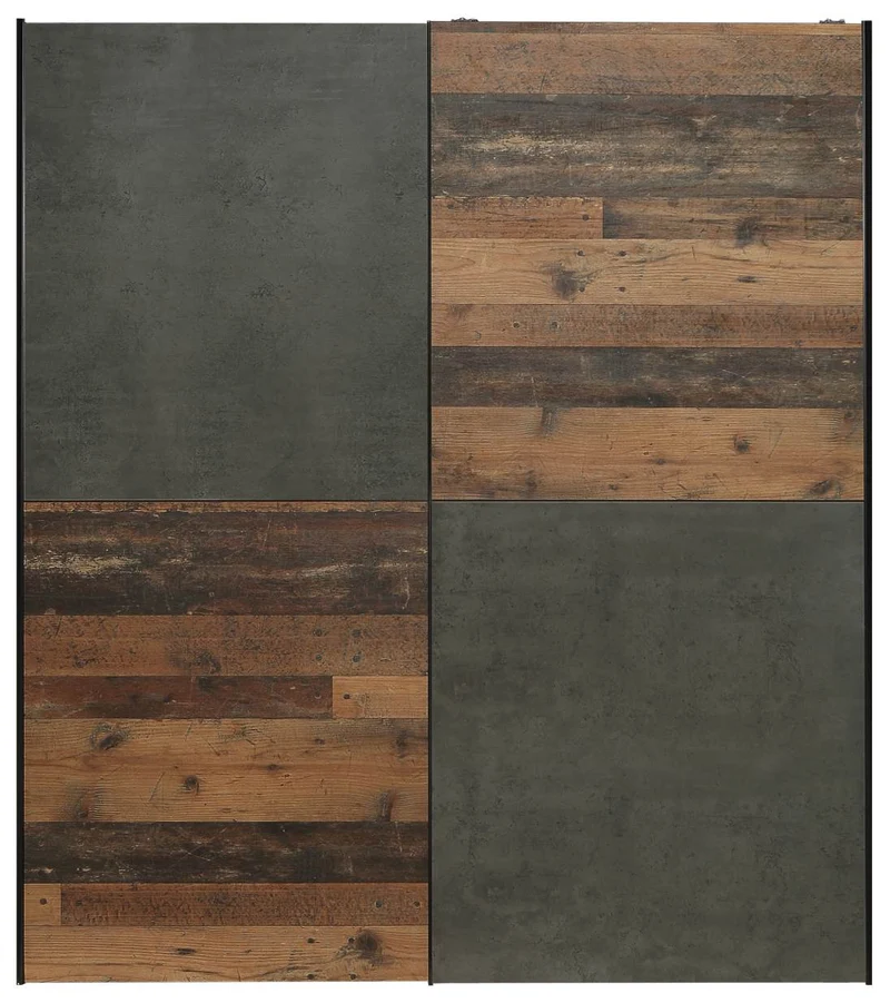Schwebetürenschrank Kleiderschrank DEDERIK 170x190 cm Old Wood Vintage
