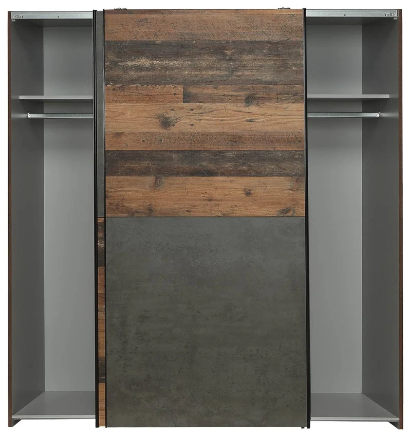 Schwebetürenschrank Kleiderschrank DEDERIK 170x190 cm Old Wood Vintage