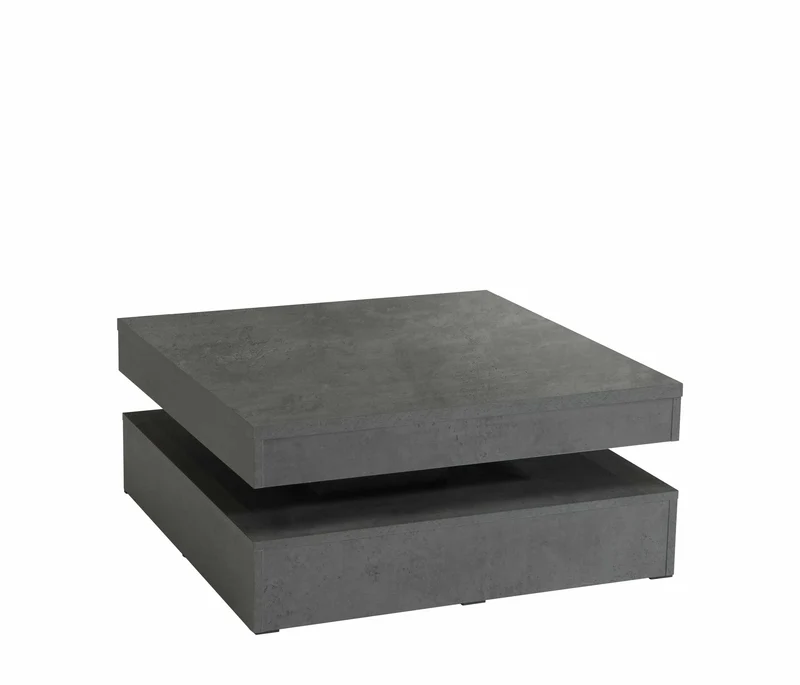 Couchtisch TURN Platte drehbar 78 x 78 cm Betonoptik dunkelgrau, Forte