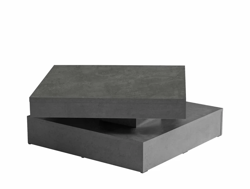 Couchtisch TURN Platte drehbar 78 x 78 cm Betonoptik dunkelgrau, Forte