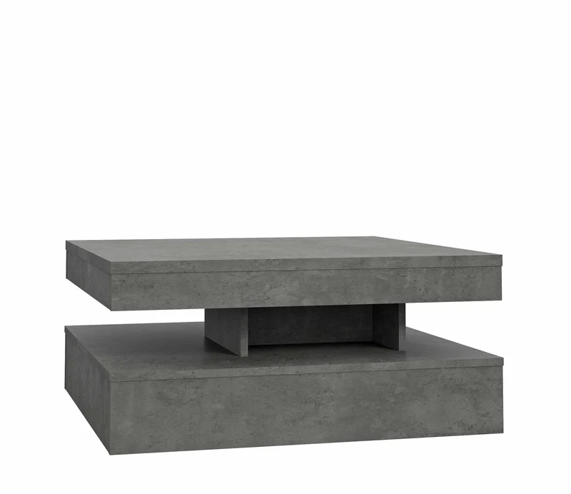 Couchtisch TURN Platte drehbar 78 x 78 cm Betonoptik dunkelgrau, Forte