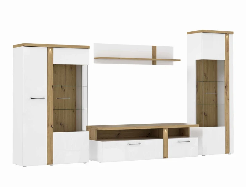 Wohnzimmerschrank TULUZA 4-tlg. Weiß/Artisan Eiche von Forte