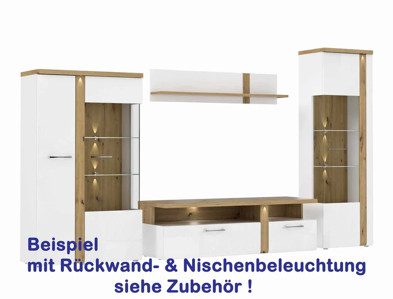 Wohnzimmerschrank TULUZA 4-tlg. Weiß/Artisan Eiche von Forte