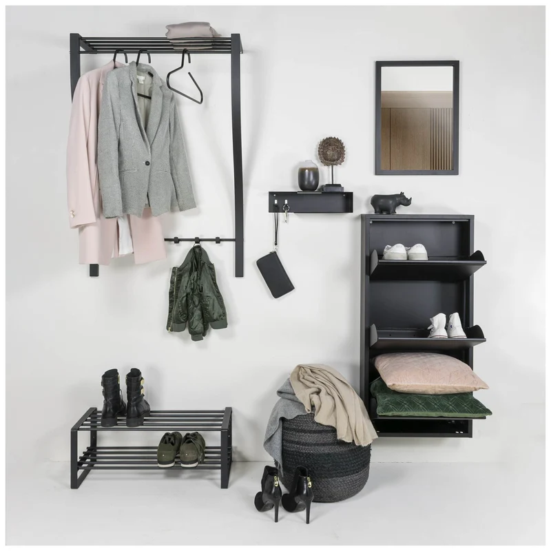 Design Wandgarderobe CARVE 1 Schwarz pulverbeschichtet, von Spinder