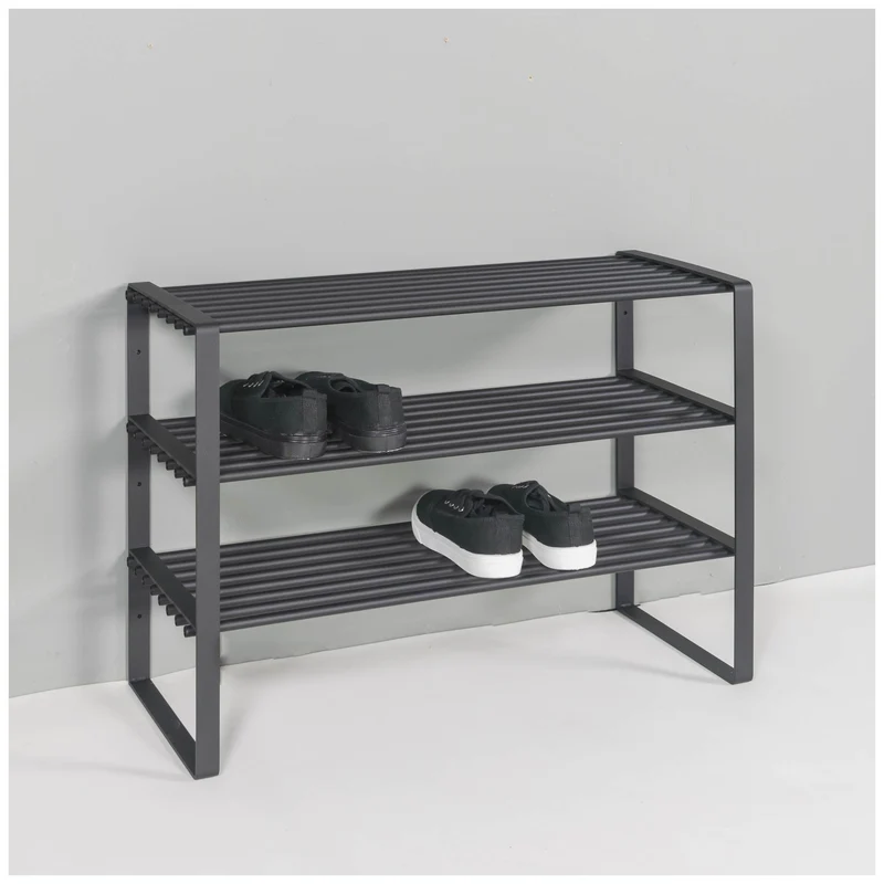 Schuhregal REX SR 2 in Schwarz mit 3 Ablagen Flurregal von Spinder