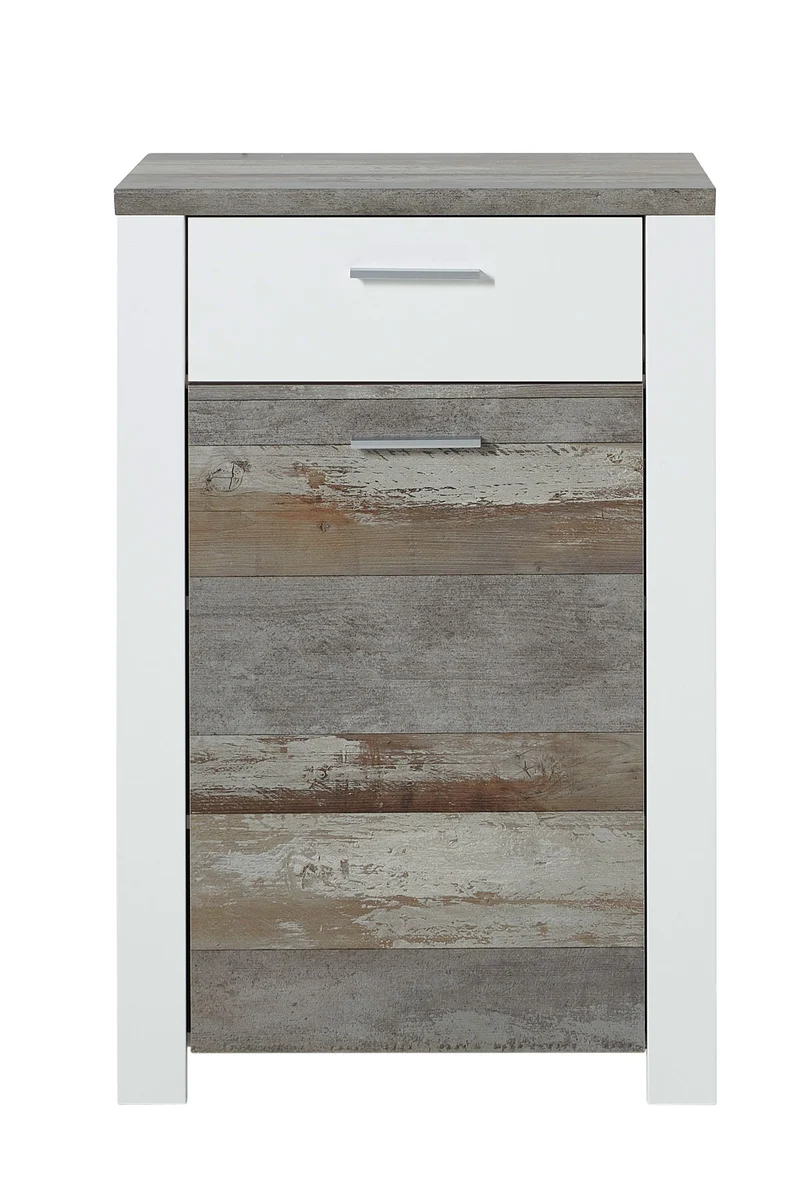 Schuhschrank MATEO 68 cm - Weiß mit Driftwood Nachbildung