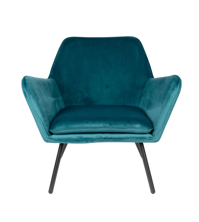 Retro Sessel BON Velvet Blue - Samtstoff Petrol