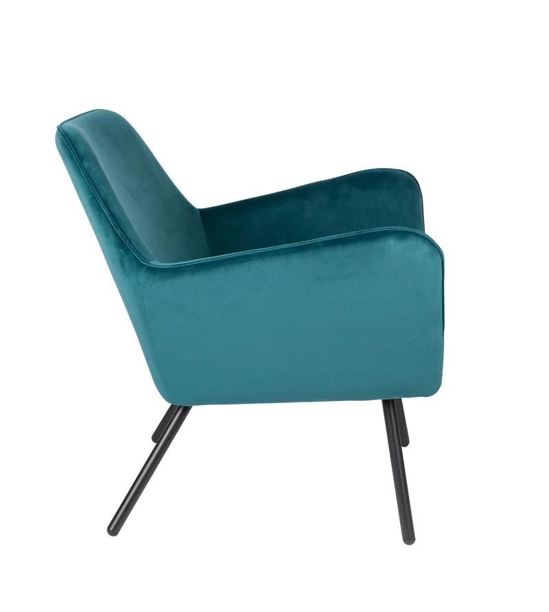 Retro Sessel BON Velvet Blue - Samtstoff Petrol