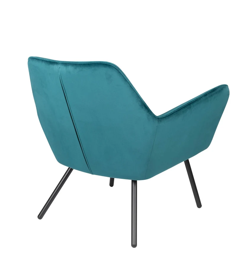 Retro Sessel BON Velvet Blue - Samtstoff Petrol