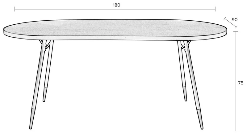 Esstisch DENISE 180 x 90 cm Platte oval Walnussfarbig
