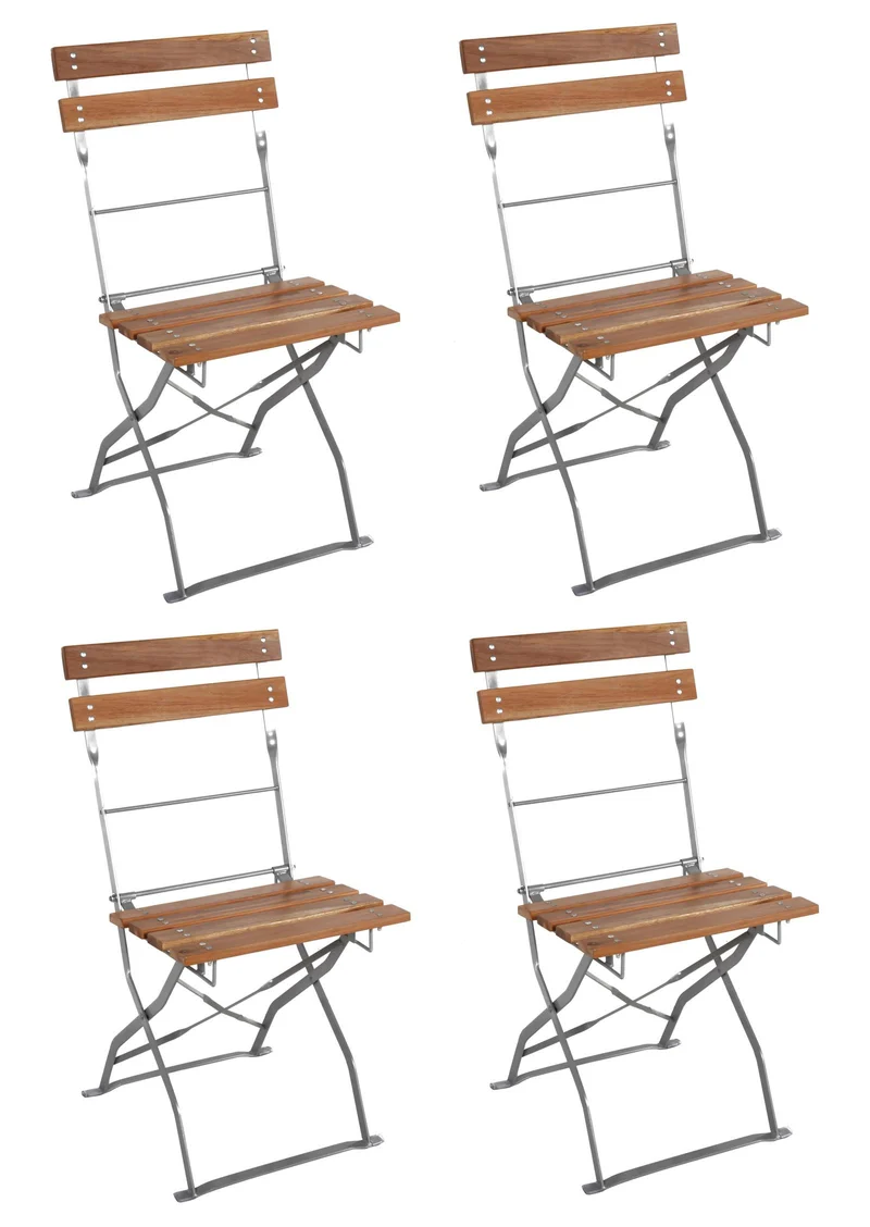 4er Set Biergartenstuhl Gartenstuhl klappbar - Metall und Akazie