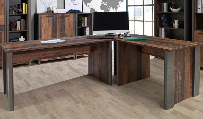 Eckschreibtisch Arbeitstisch CLIF - Old Wood Vintage und Beton Optik