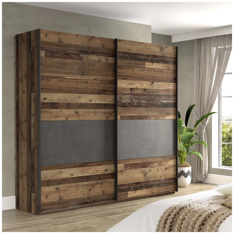 Forte Schwebetürenschrank CLIF 220 cm Old Wood Vintage