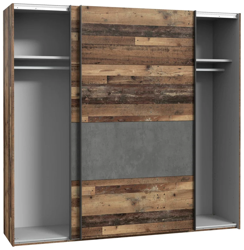 Forte Schwebetürenschrank CLIF 220 cm Old Wood Vintage
