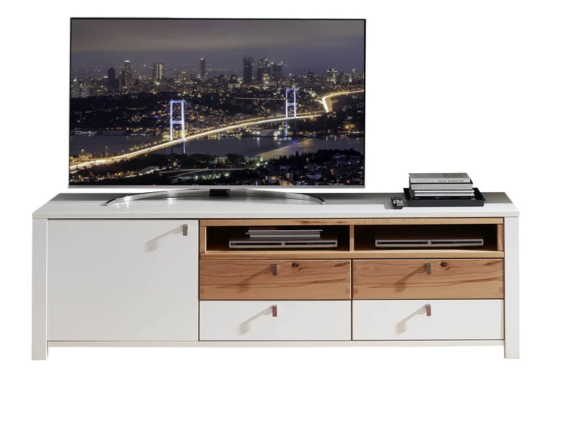TV Lowboard SERPIO WF 33 Weiß mit Absetzung Wildbuche