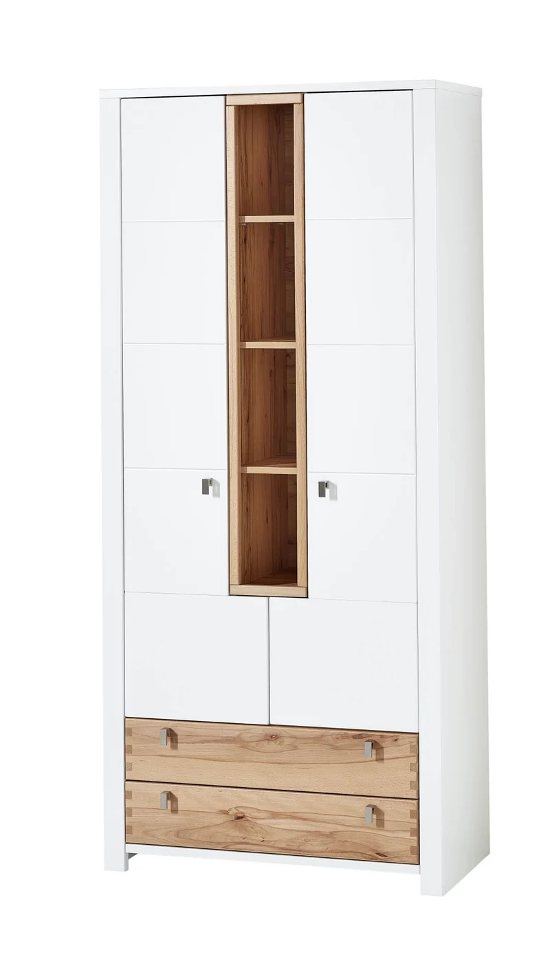 Schuhschrank Dielenschrank SERPIO - Weiß mit Absetzung Wildbuche