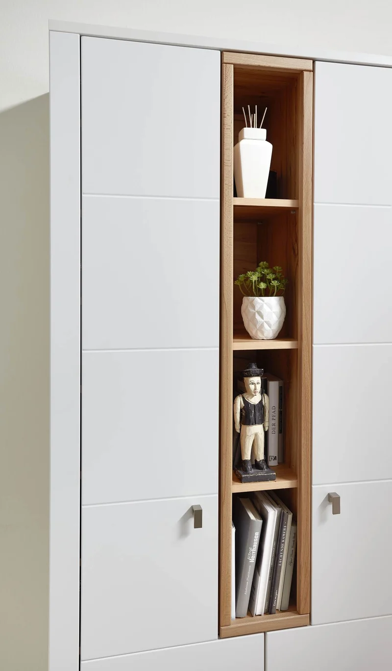 Schuhschrank Dielenschrank SERPIO - Weiß mit Absetzung Wildbuche