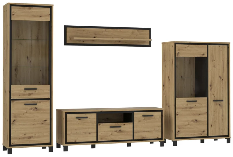 Wohnzimmerschrank TRONDHEIM 4-tlg. Artisan/Schwarzeiche von Forte