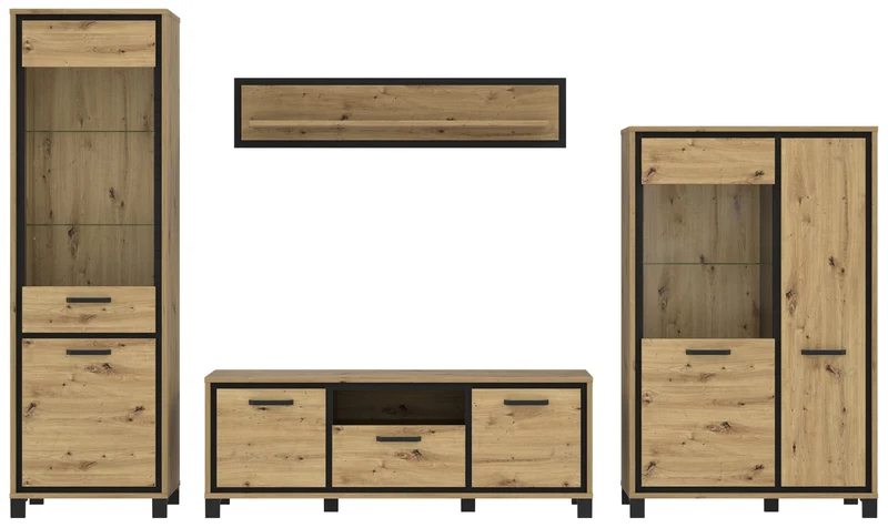 Wohnzimmerschrank TRONDHEIM 4-tlg. Artisan/Schwarzeiche von Forte
