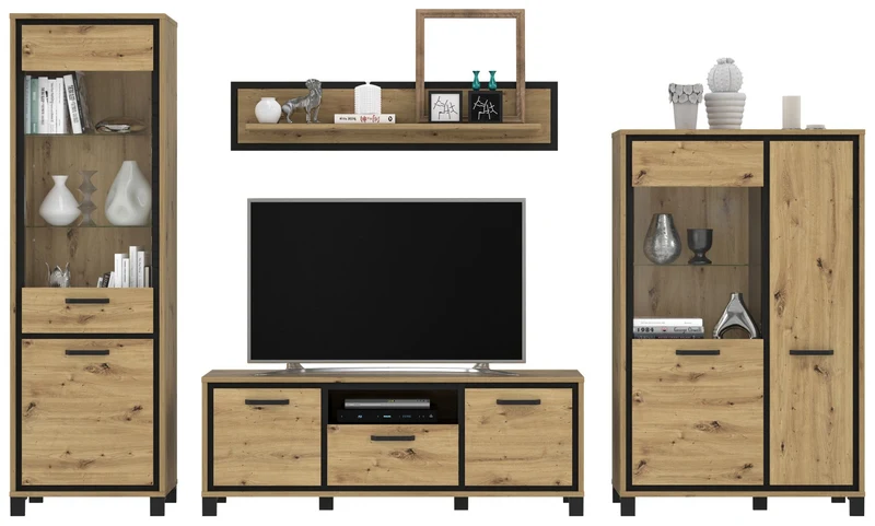 Wohnzimmerschrank TRONDHEIM 4-tlg. Artisan/Schwarzeiche von Forte