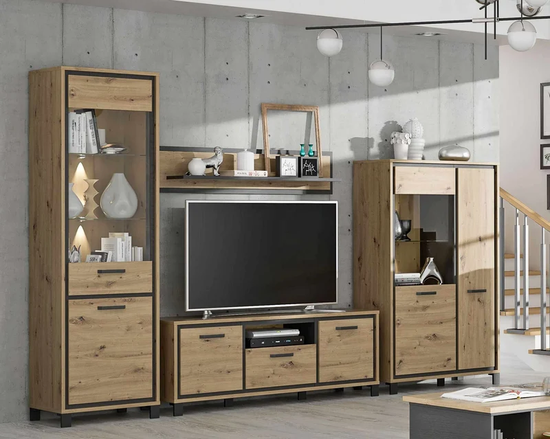Wohnzimmerschrank TRONDHEIM 4-tlg. Artisan/Schwarzeiche von Forte