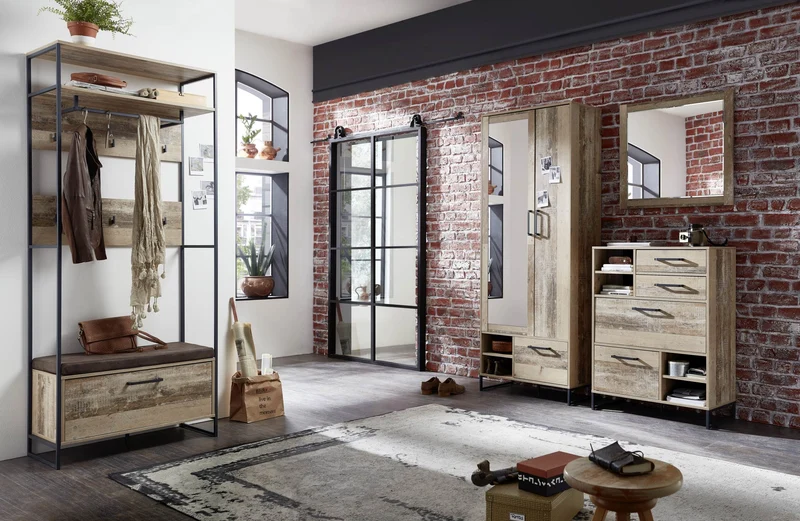 Bankregal Garderobe ROOF - Vintage Style - inkl. Kissen