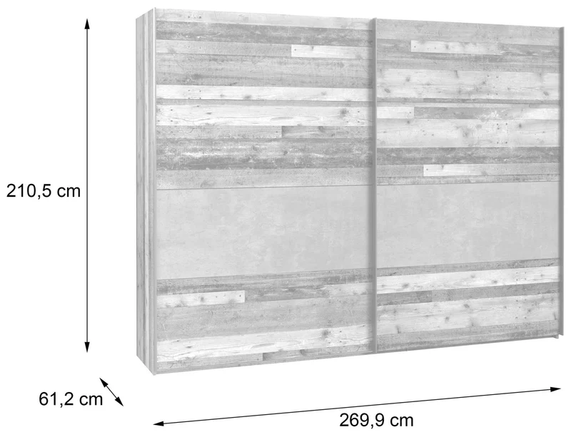 Schwebtürenschrank CLIF 270cm Optik: Old Wood Vintage von Forte