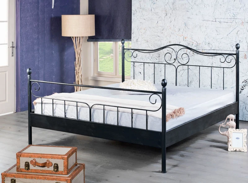 Metallbett VIRGINIA Schwarz lackiert verschiedene Größen von Bed Box
